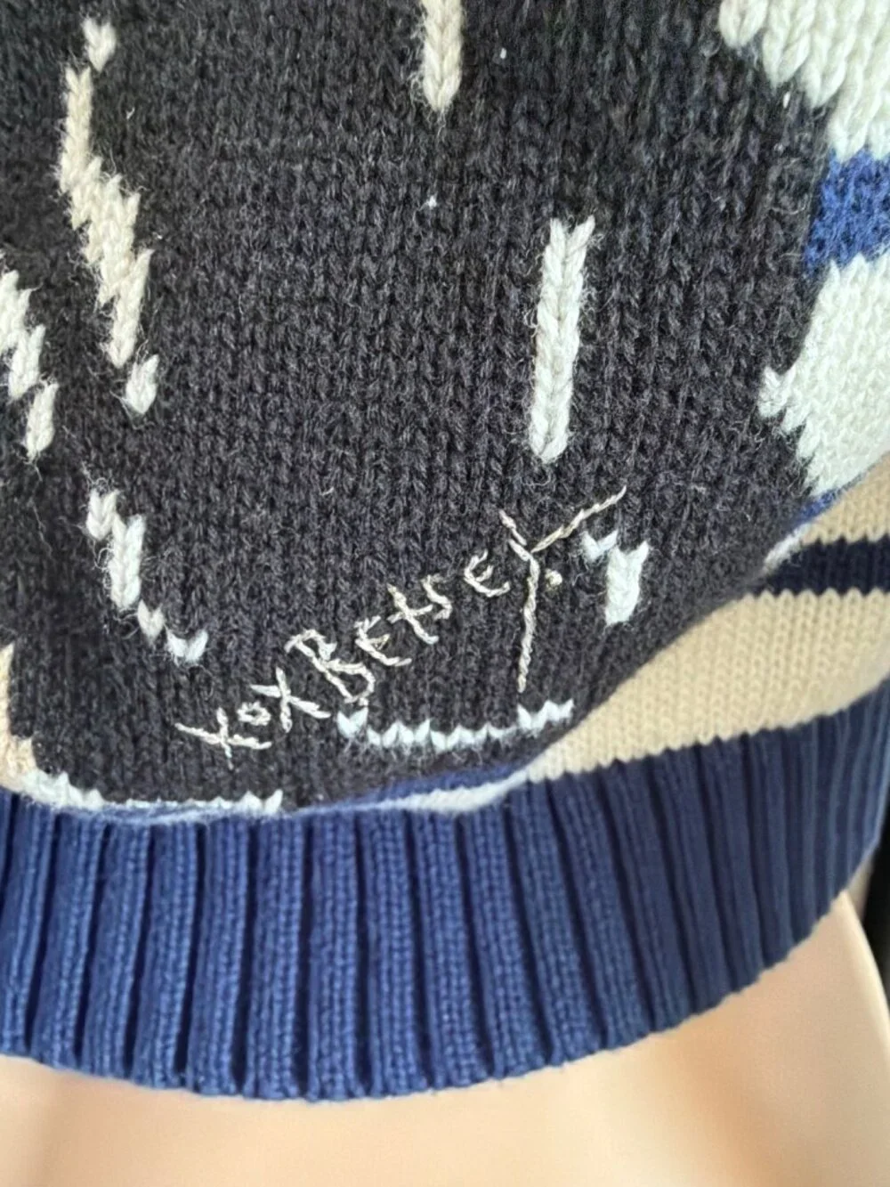 Betsey Johnson 2011 Sailor Girl Intarsia Nautical Cardigan Sweater Sz M w/FLAW - Picture 6 of 12